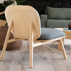 Scandinavian Lounge Chair with Ash Wood Frame and Fabric Upholstery